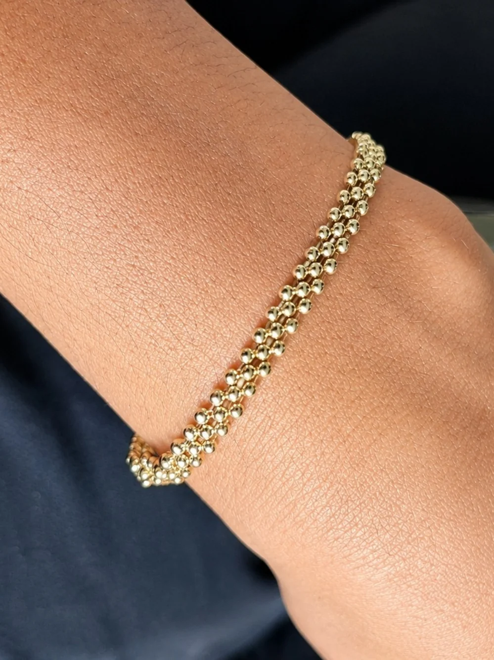 10k Gold Beaded Needlepoint Bracelet